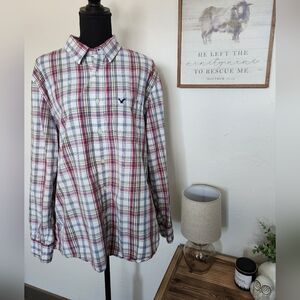AMERICAN EAGLE "VINTAGE FIT" PLAID BUTTON DOWN SHIRT